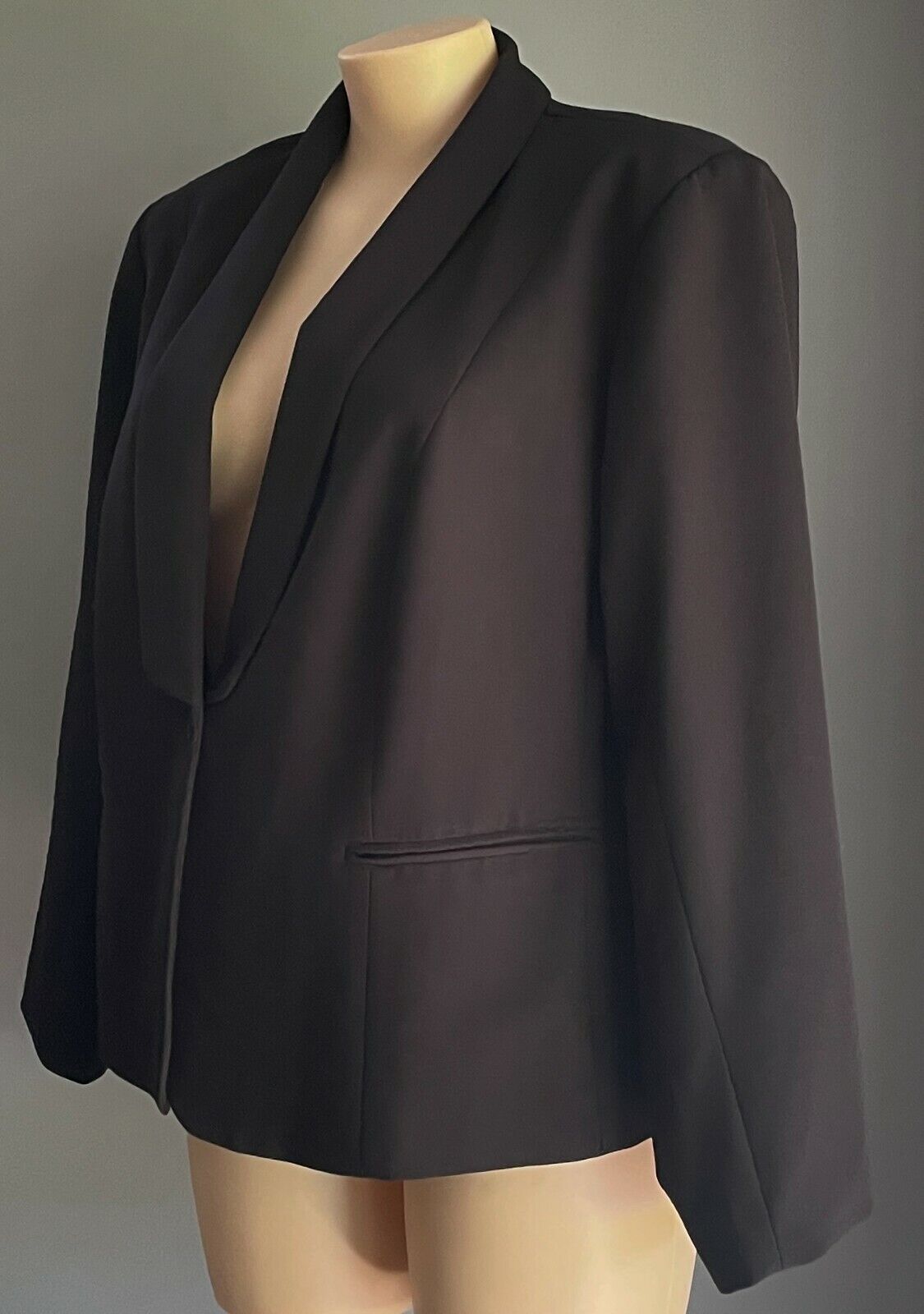 BASQUE Jacket Black Long Sleeve Shawl Collar Blazer Plus Size 24