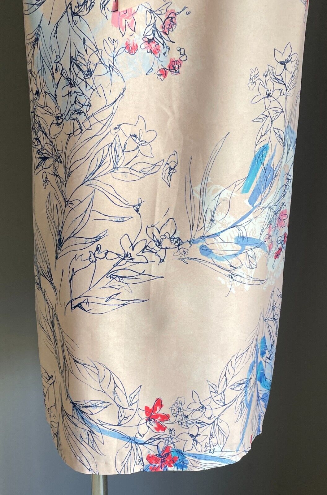 BASQUE Shift Dress Pink Blush Floral Print Sleeveless Tie at Back Lined Size 12