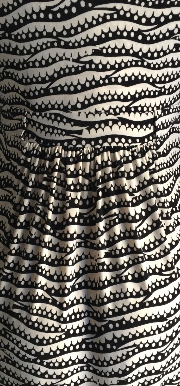 BASQUE PETITES Dress Black & Ivory Print Cowl Neck Stretch Belt Loop Sz S 8 10