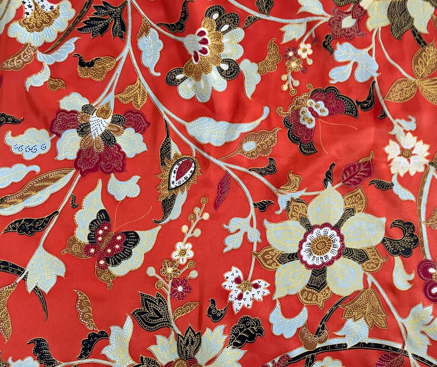 BASQUE Neck Scarf Red White Black Mint Floral Print 89cm Square Gorgeous NEW