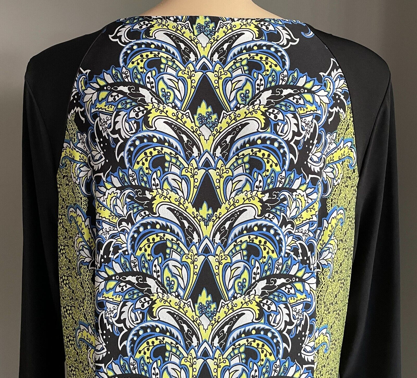 BASQUE WOMAN Stretch Sheath Dress Black White Yellow Blue Print Plus Size 22