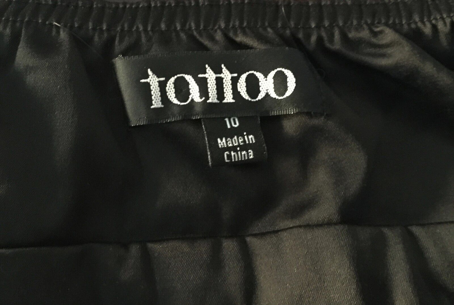 TATTOO Strapless Dress Mini Gothic Punk Black Satin Tulle Hem Size 10 Ab Fab