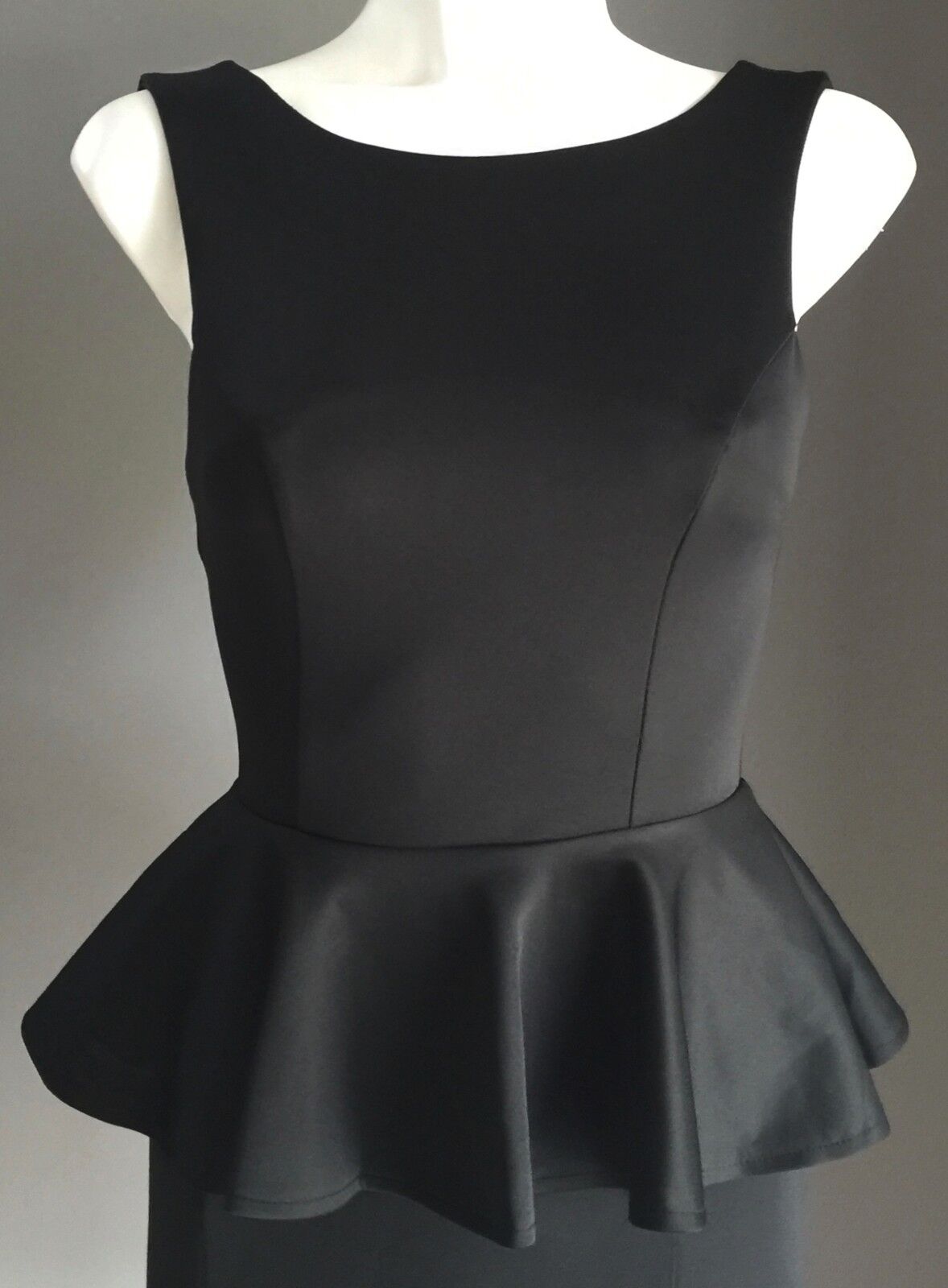 TATTOO Mini Dress Black Peplum Waist Frock Ladies Size 8 NEW