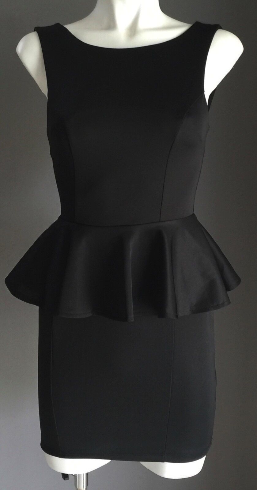 TATTOO Mini Dress Black Peplum Waist Frock Ladies Size 8 NEW