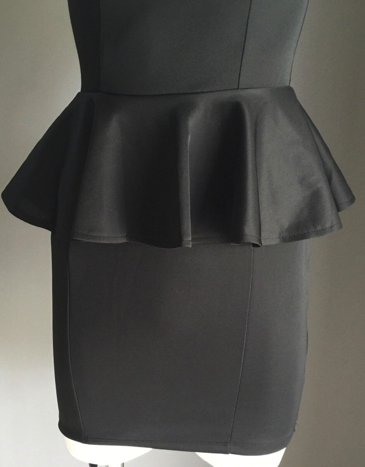 TATTOO Mini Dress Black Peplum Waist Frock Ladies Size 8 NEW