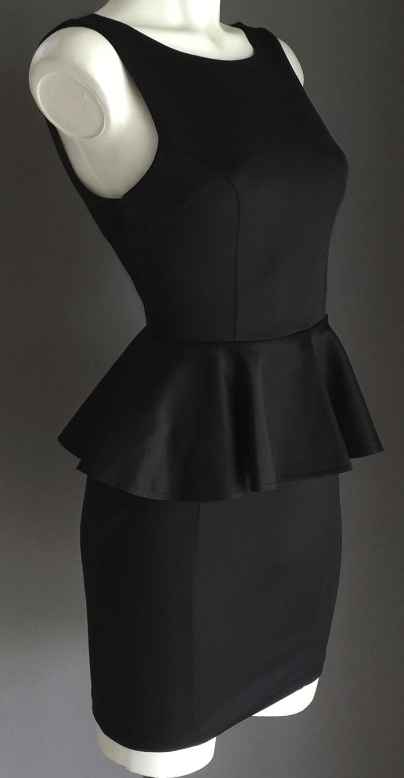 TATTOO Mini Dress Black Peplum Waist Frock Ladies Size 8 NEW