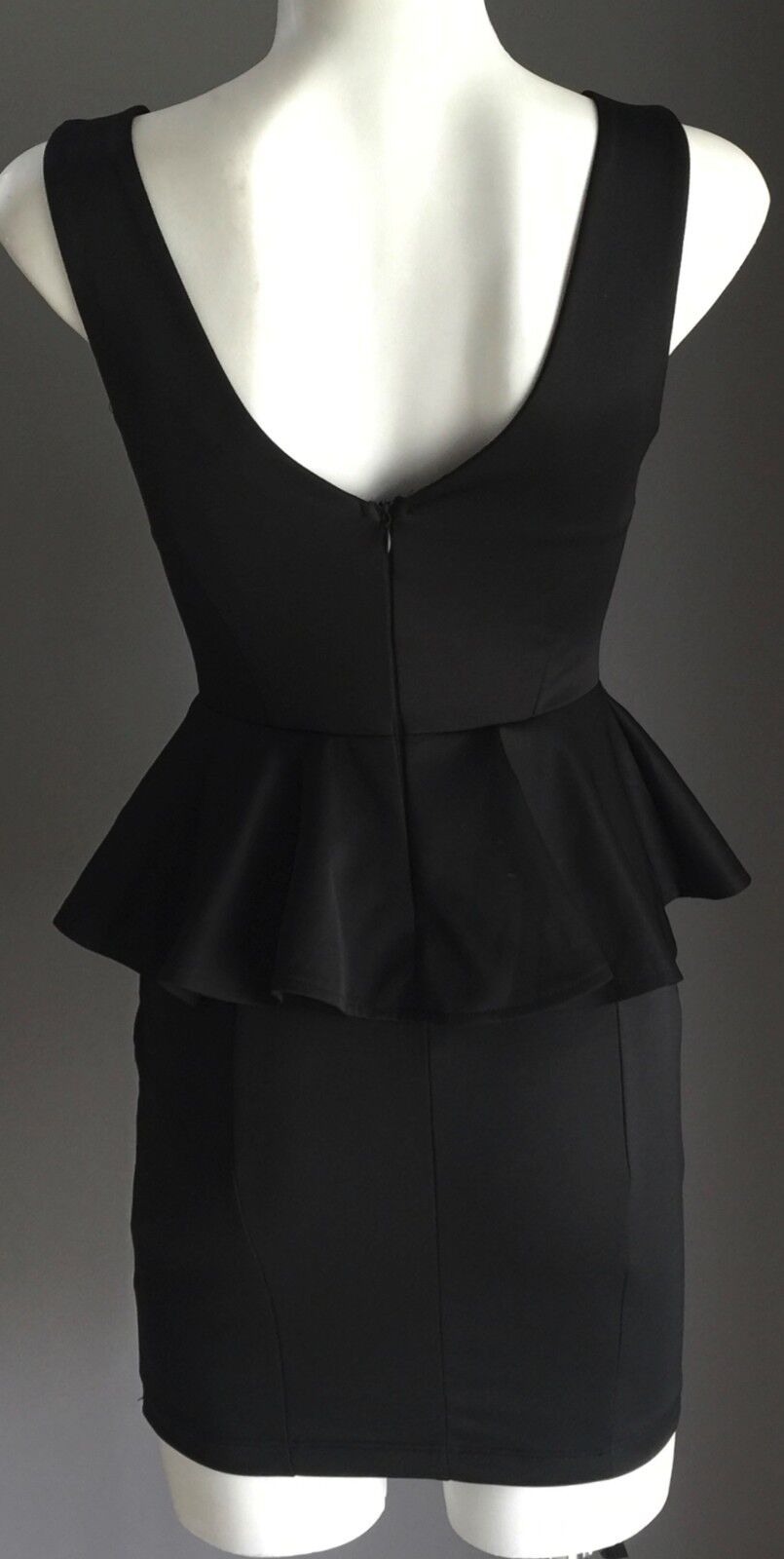 TATTOO Mini Dress Black Peplum Waist Frock Ladies Size 8 NEW