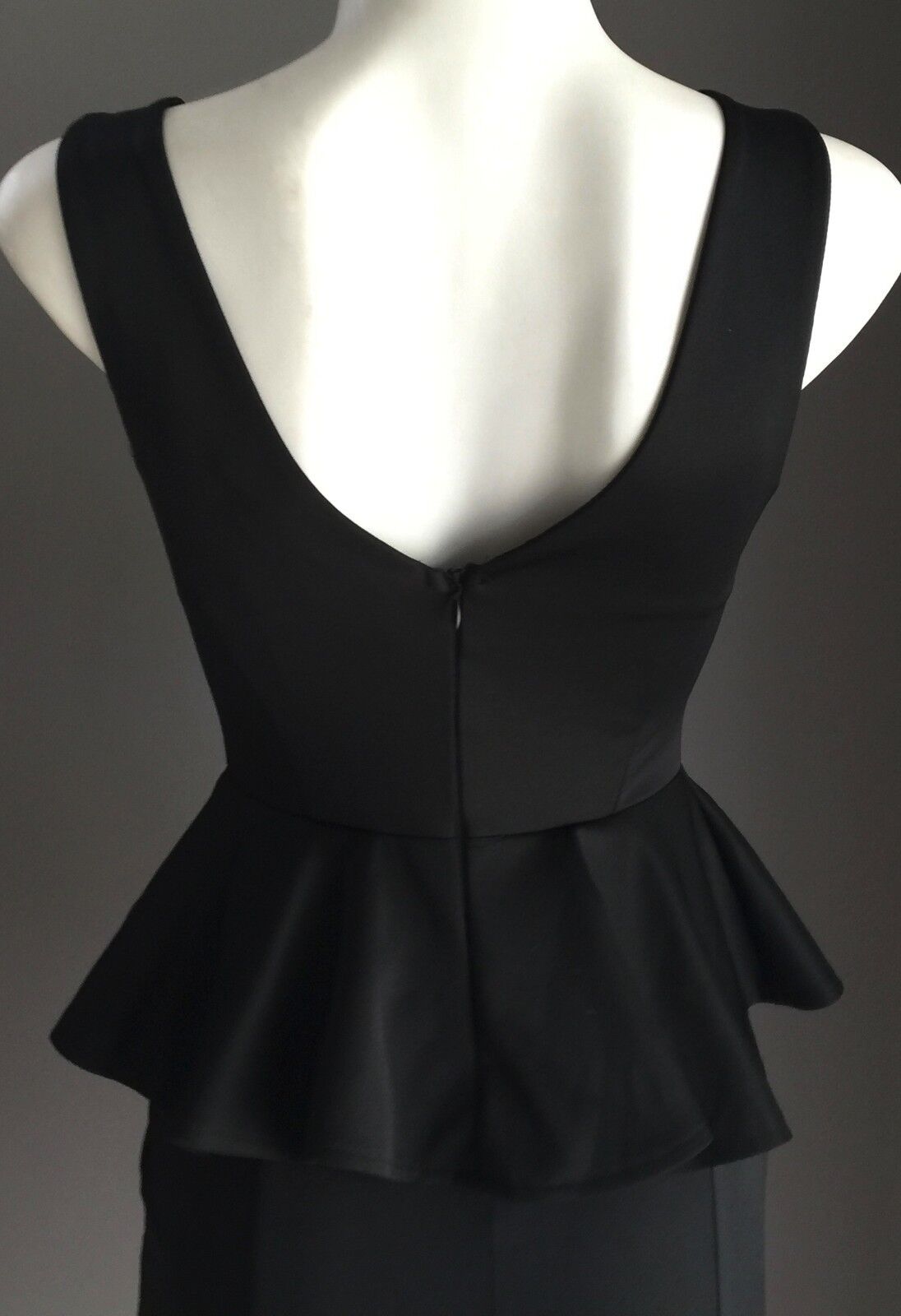 TATTOO Mini Dress Black Peplum Waist Frock Ladies Size 8 NEW