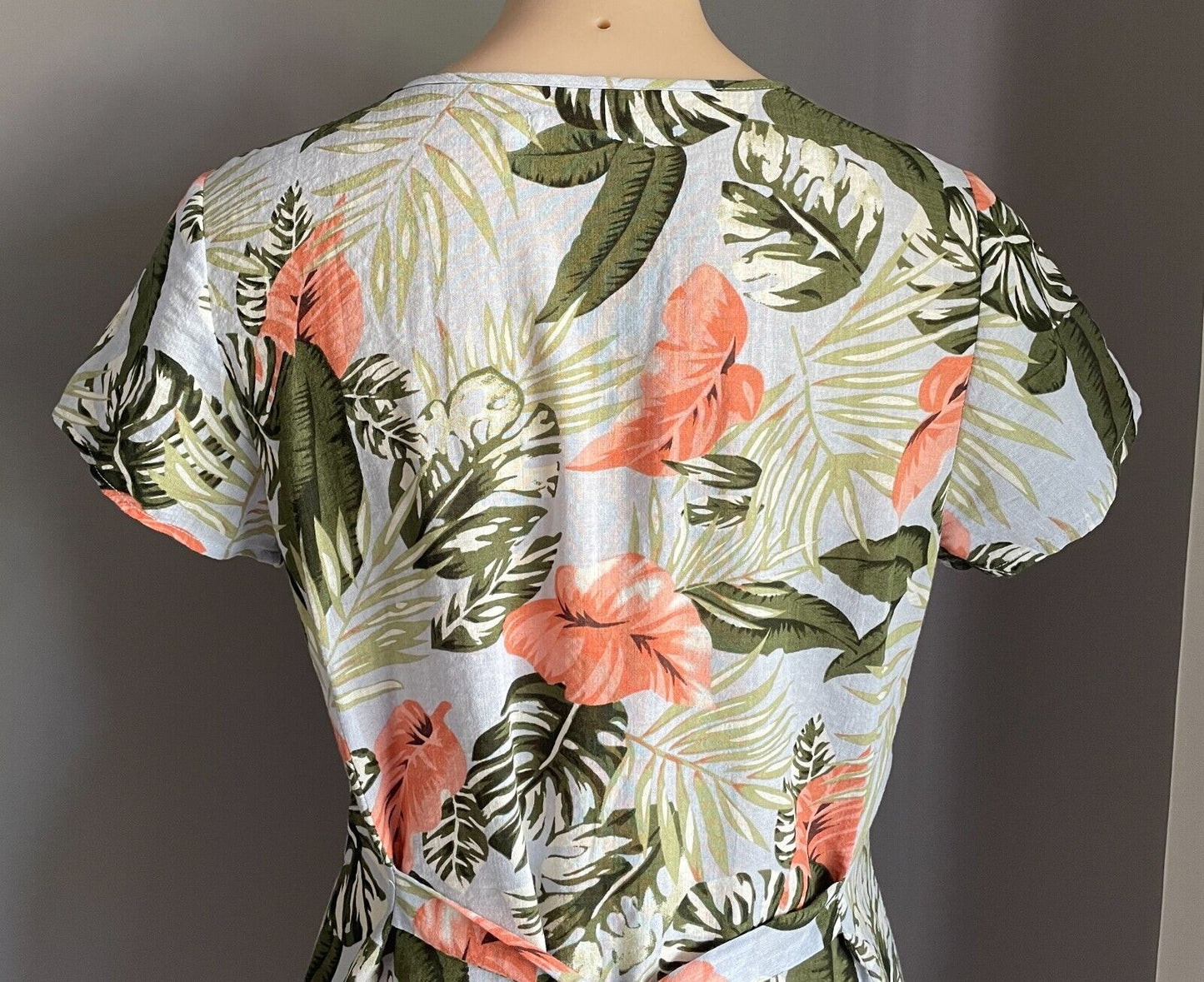 TOBY HEART GINGER Dress Tropical Short Sleeve Button Up Tie Back Size S 10 NEW