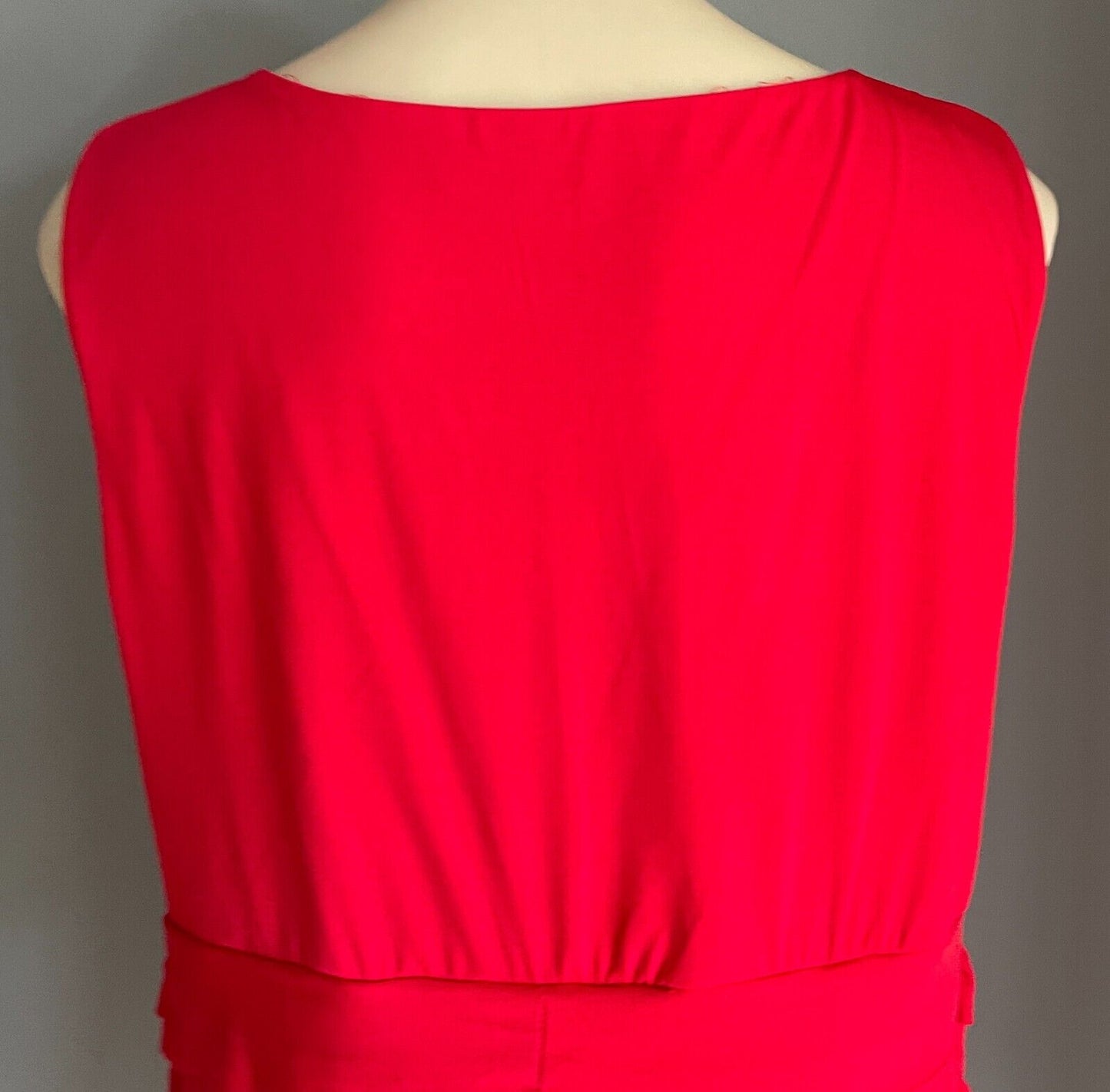 CAPTURE Red Dress Sleeveless Stretch Tier Hem Mini Cross Over V-Neck Size 20