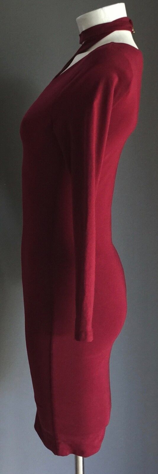 LUVALOT Capture Bodycon Dress Burgundy Cuff Neck Stretch Ladies Size 8 NEW