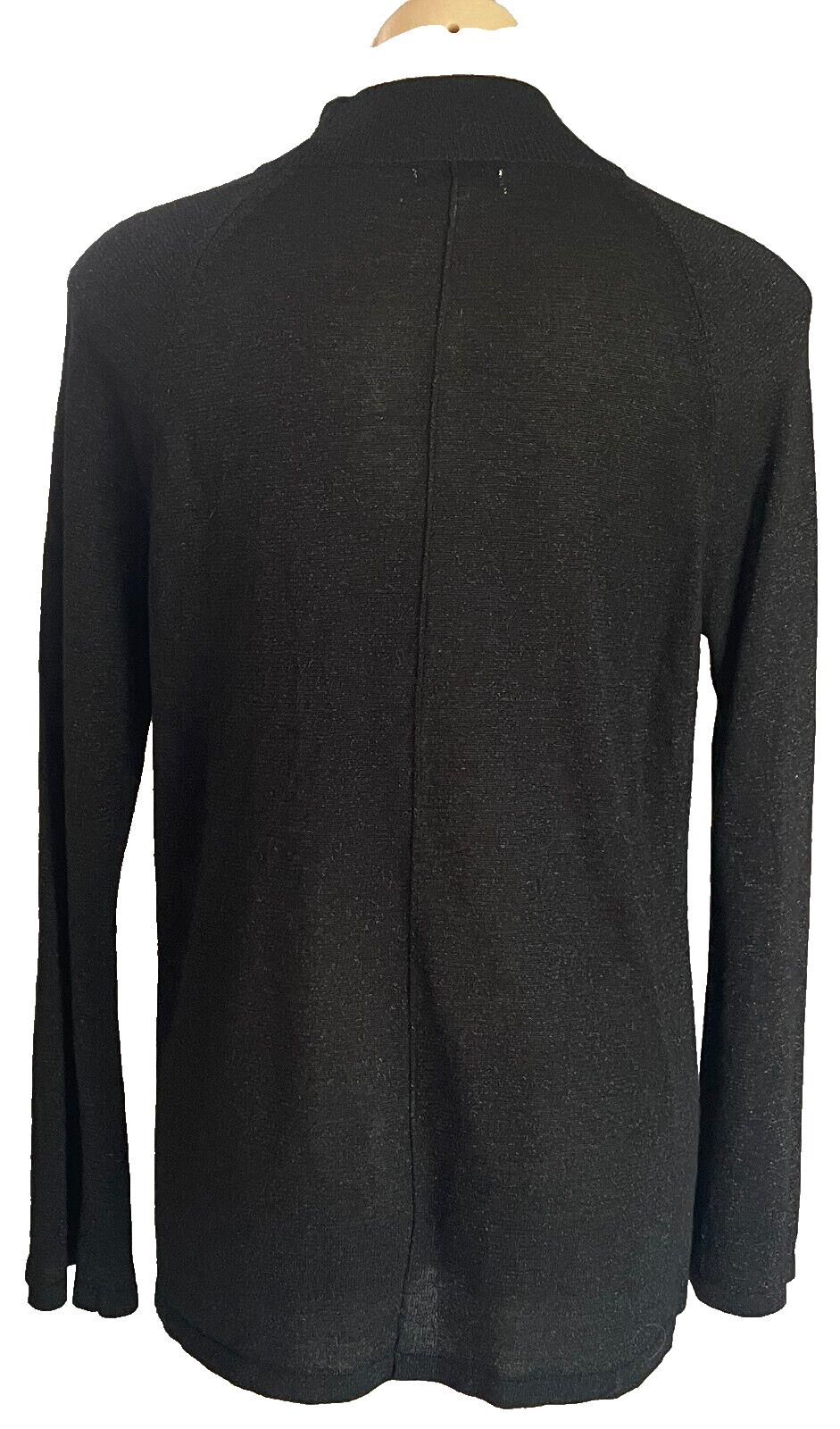 CAPTURE Top Black & Silver Glitter High Neck Long Sleeve Knit Sweater Size L 14