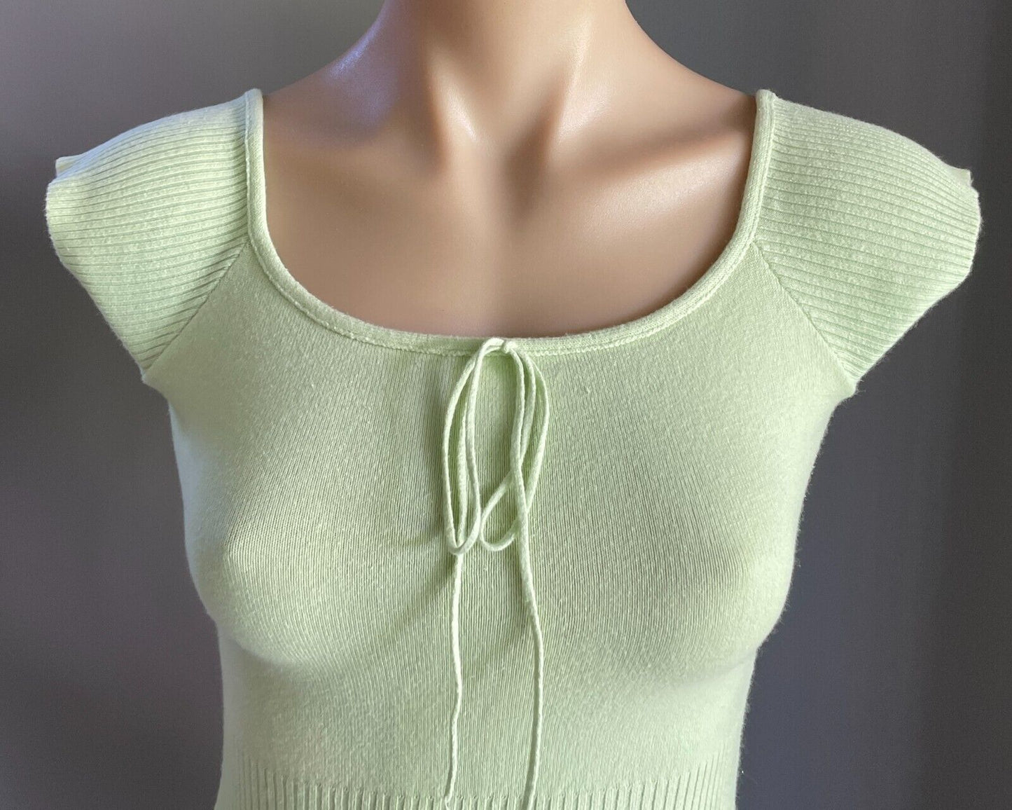 ALLY Knit Top Light Green Cap Sleeve Size M 10 Stretch