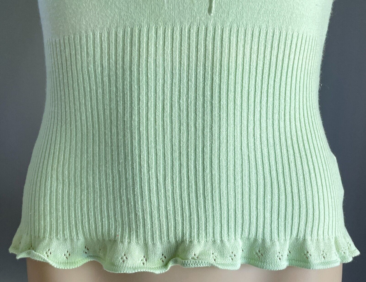 ALLY Knit Top Light Green Cap Sleeve Size M 10 Stretch