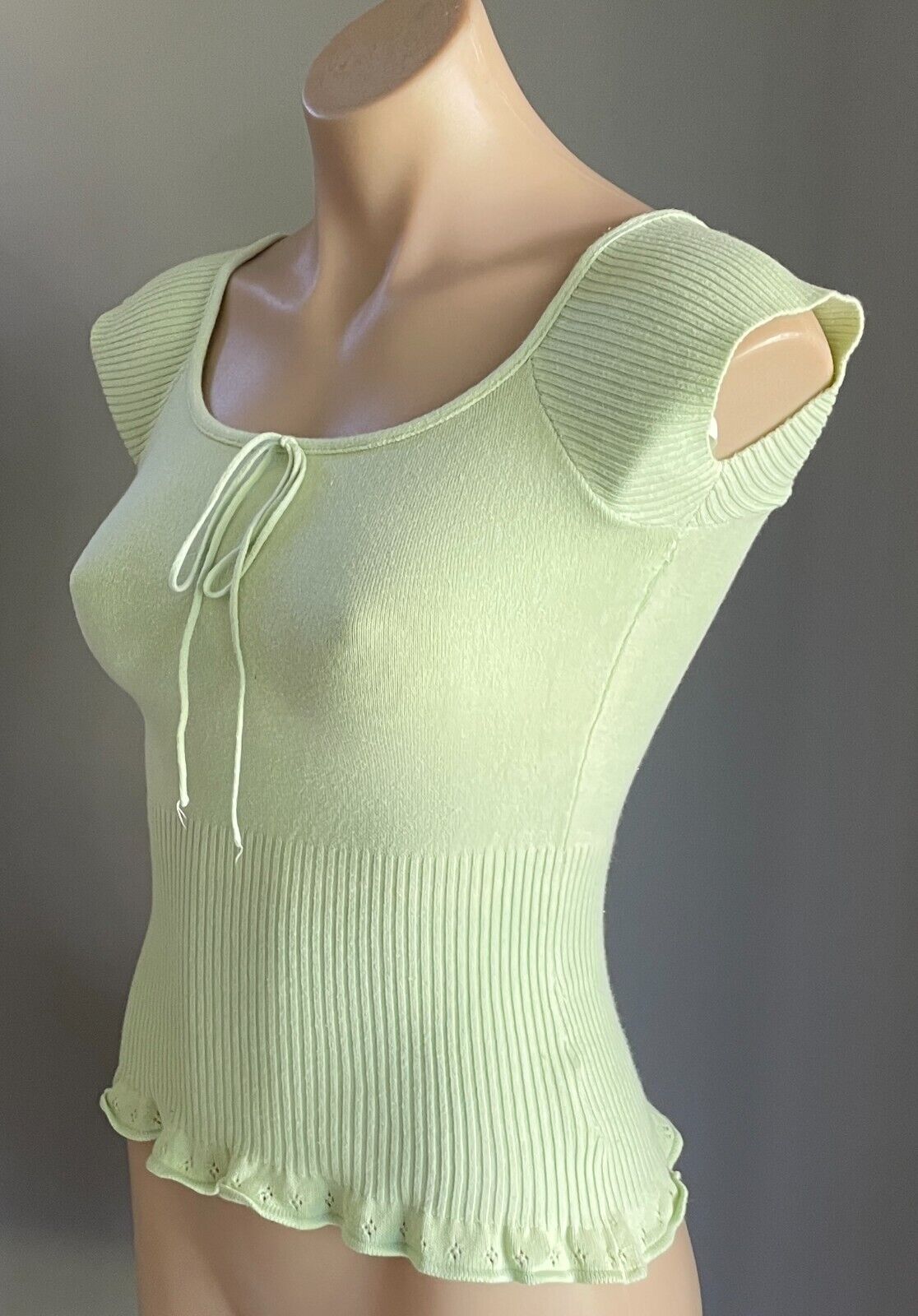 ALLY Knit Top Light Green Cap Sleeve Size M 10 Stretch
