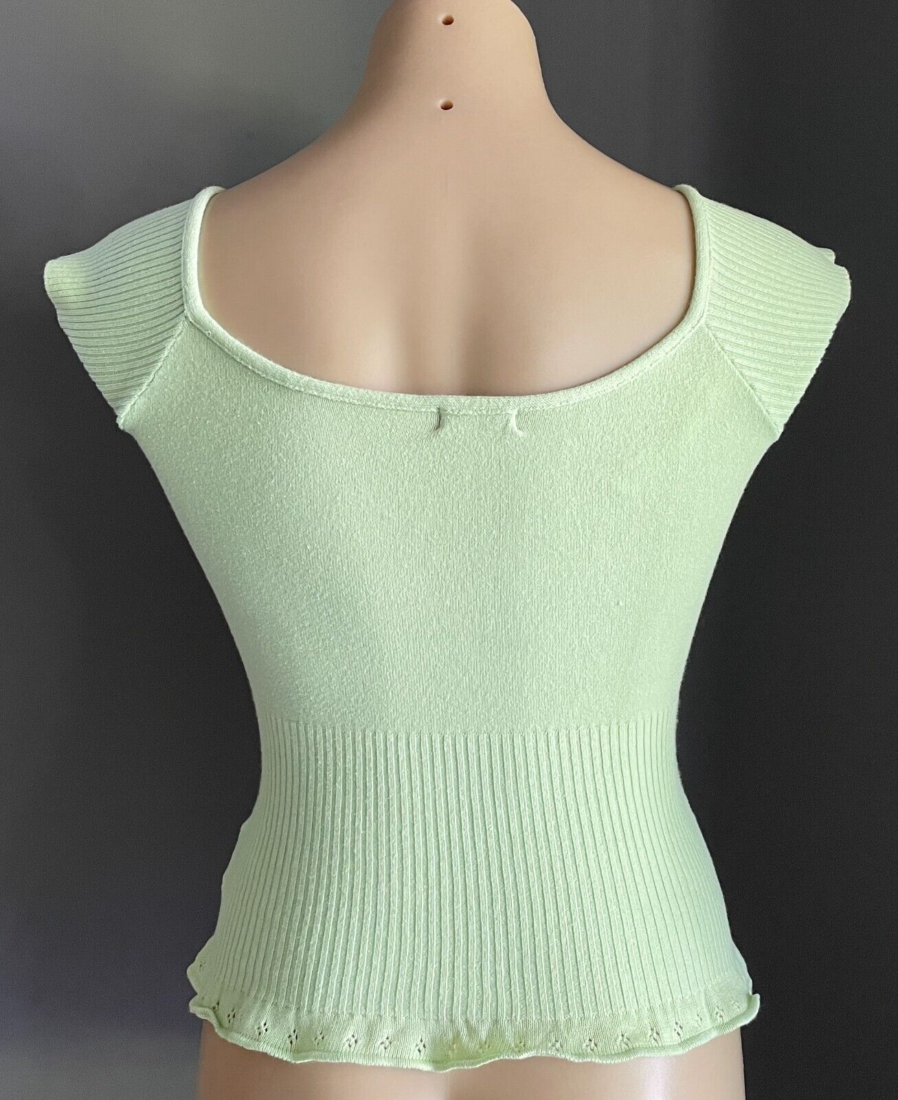 ALLY Knit Top Light Green Cap Sleeve Size M 10 Stretch