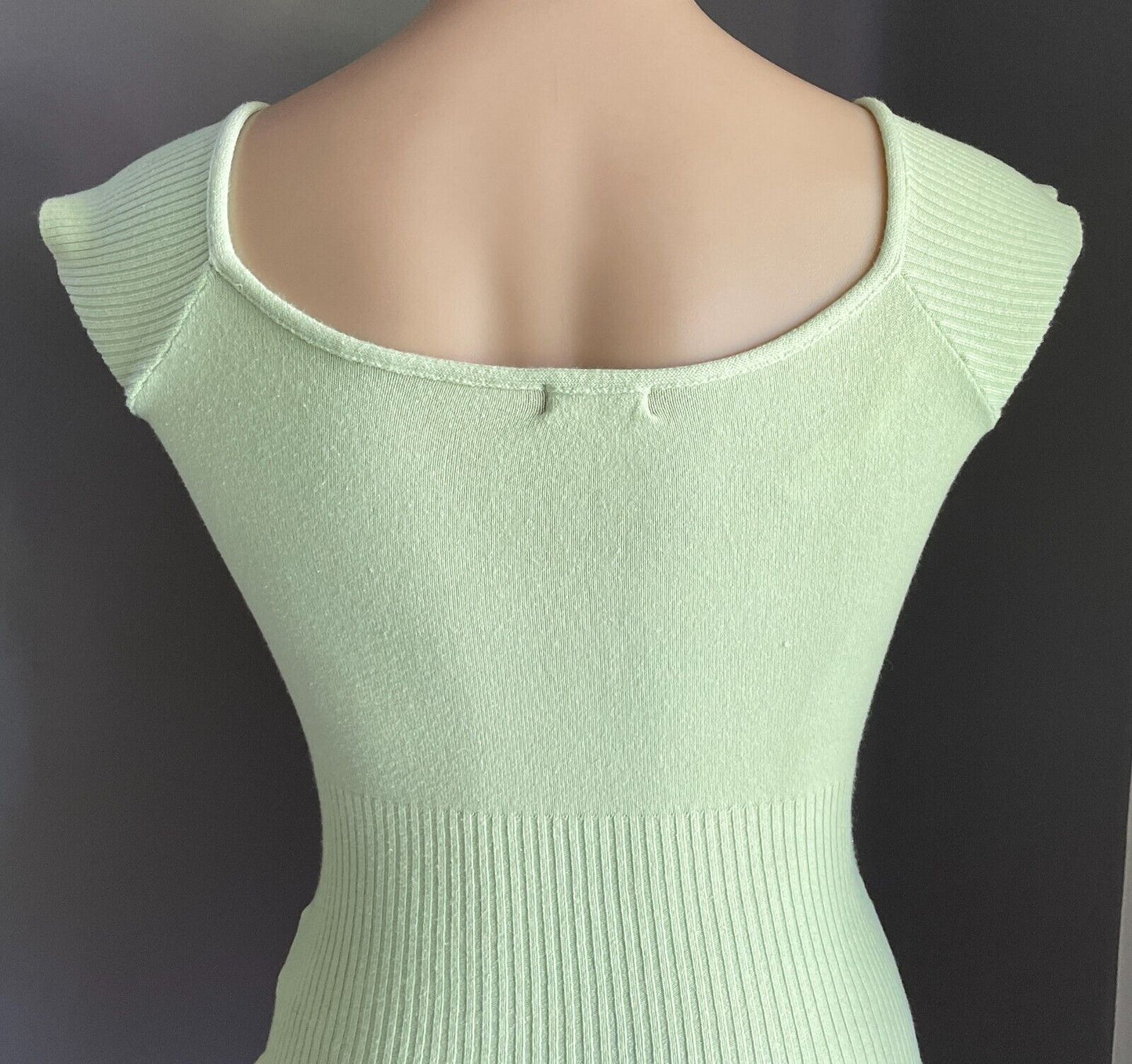 ALLY Knit Top Light Green Cap Sleeve Size M 10 Stretch