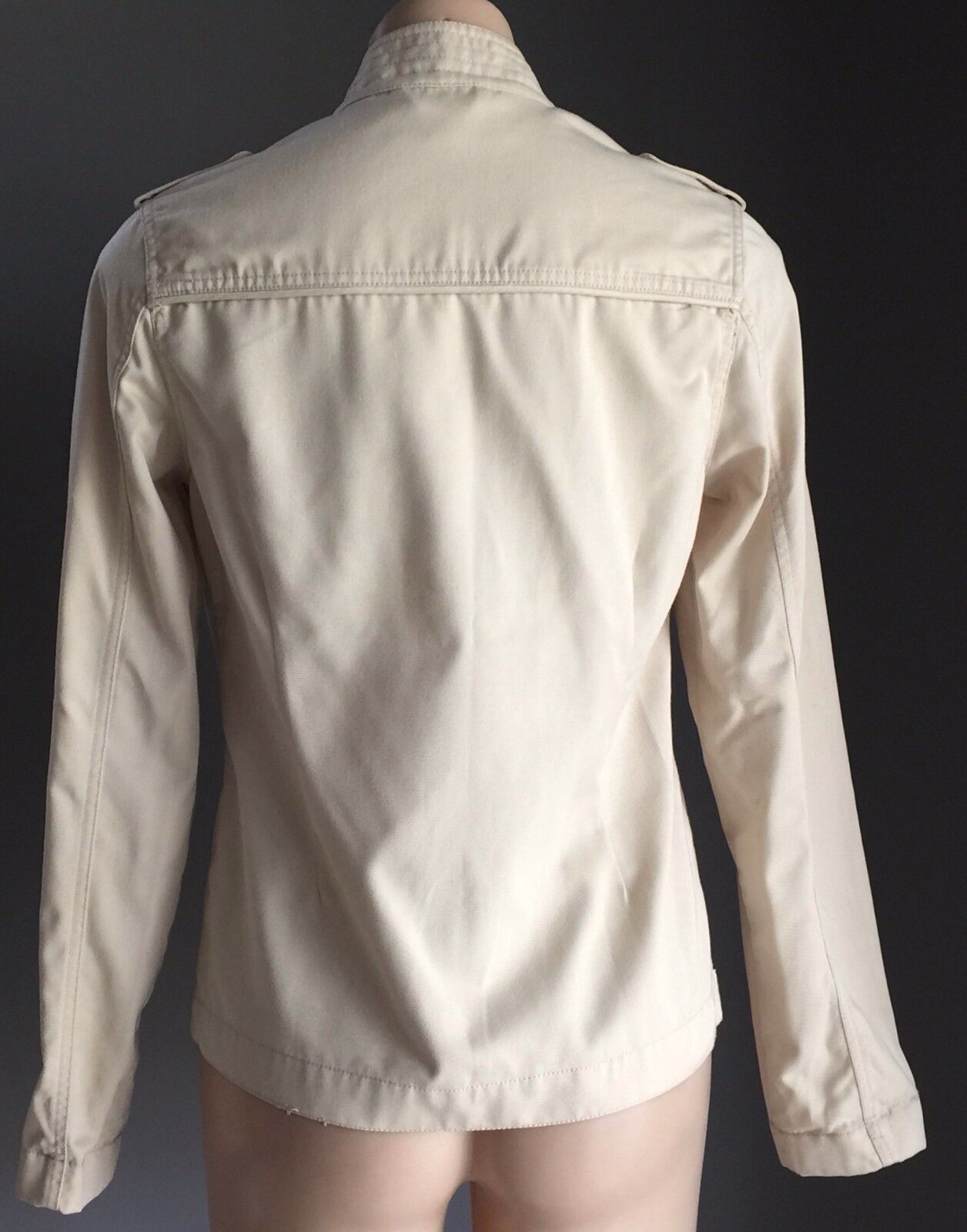New  ALLY FASHION Beige Utility Style Long Sleeve Zip Up Jacket Ladies Size 10