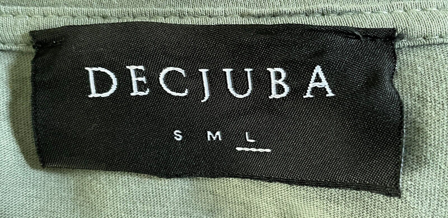DECJUBA T-Shirt Light Khaki V-Neck Sleeveless Cuffed Stretch Fabric Top Size L