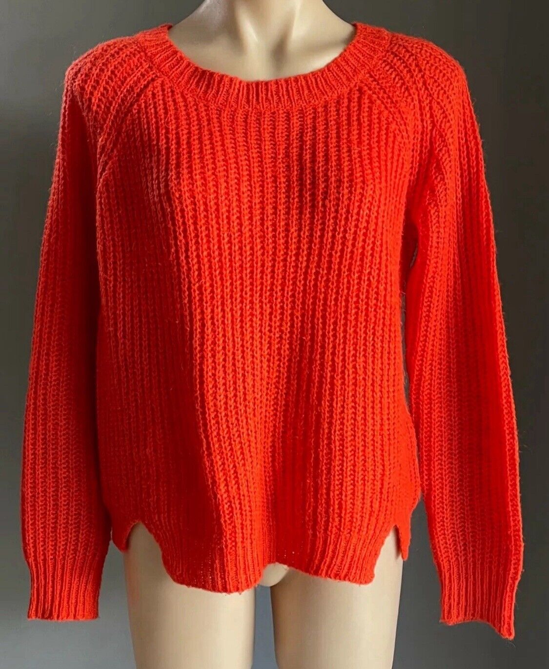 DECJUBA Jumper Orange Chunky Knit Long Sleeve Sweater Ladies Size M 12