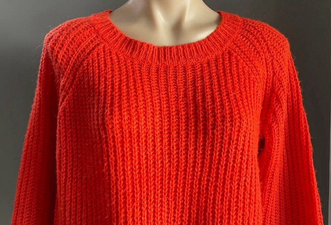 DECJUBA Jumper Orange Chunky Knit Long Sleeve Sweater Ladies Size M 12