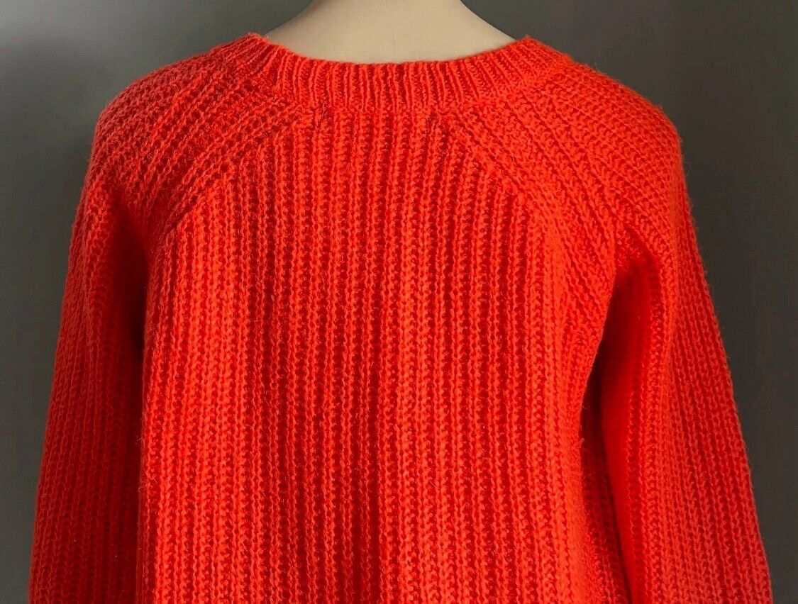 DECJUBA Jumper Orange Chunky Knit Long Sleeve Sweater Ladies Size M 12
