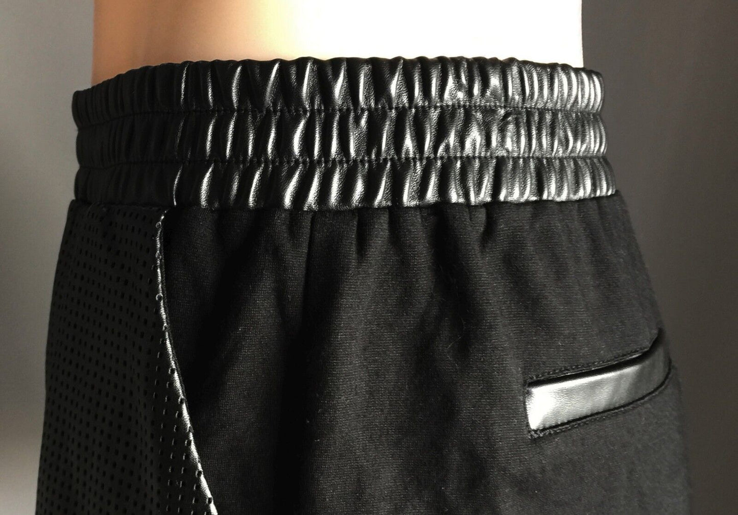 DECJUBA Shorts Black Pleather Perforated Runner Casual  Shorts Ladies Size S 10