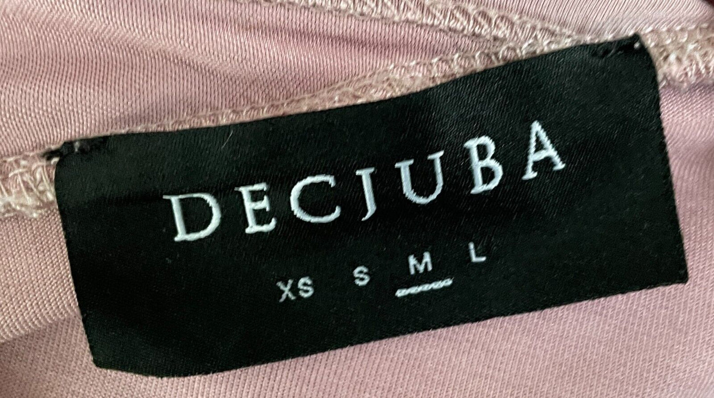 DECJUBA Top Dusty Pink Round Neck T-Shirt Cuffed Sleeve Soft Stretch Size M 12