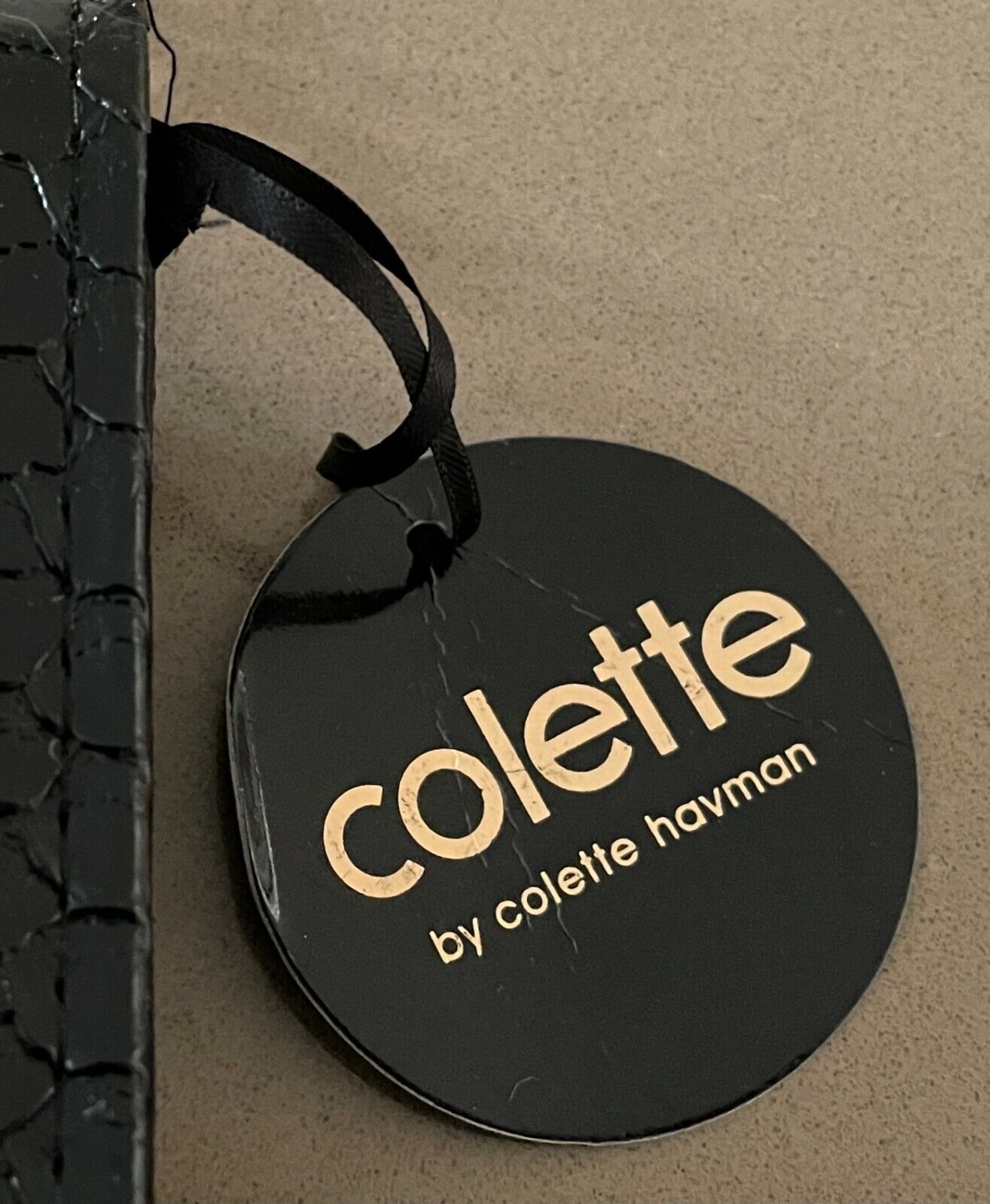 COLETTE HandBag Black Python Snakeskin Feel Leatherette Clutch Chain Strap NEW