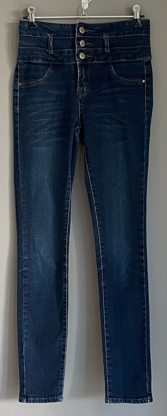 REFUGE Blue Stretch Denim Corset Waist Jeans Size 2 AU 6 Skinny Leg Style