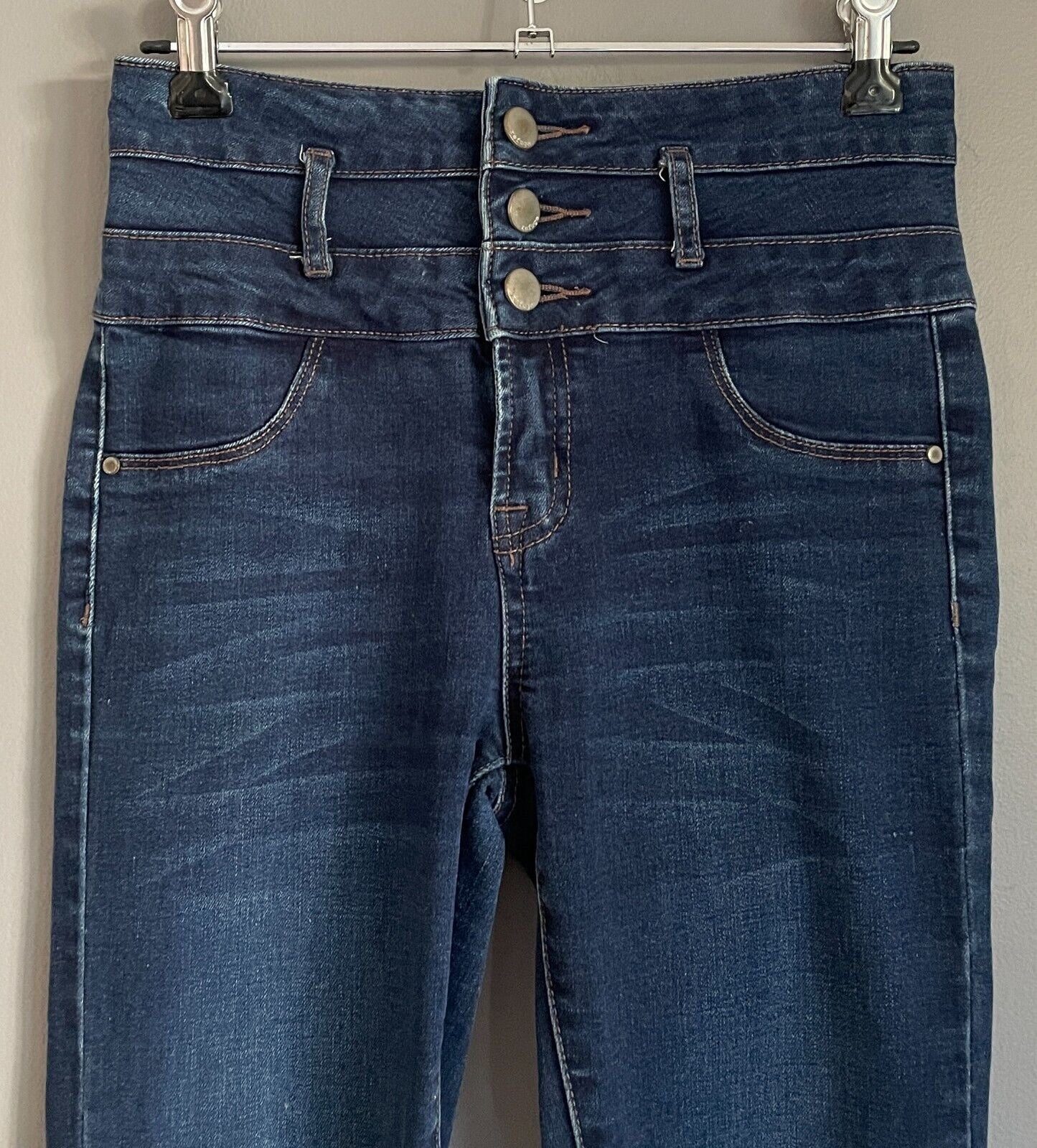 REFUGE Blue Stretch Denim Corset Waist Jeans Size 2 AU 6 Skinny Leg Style