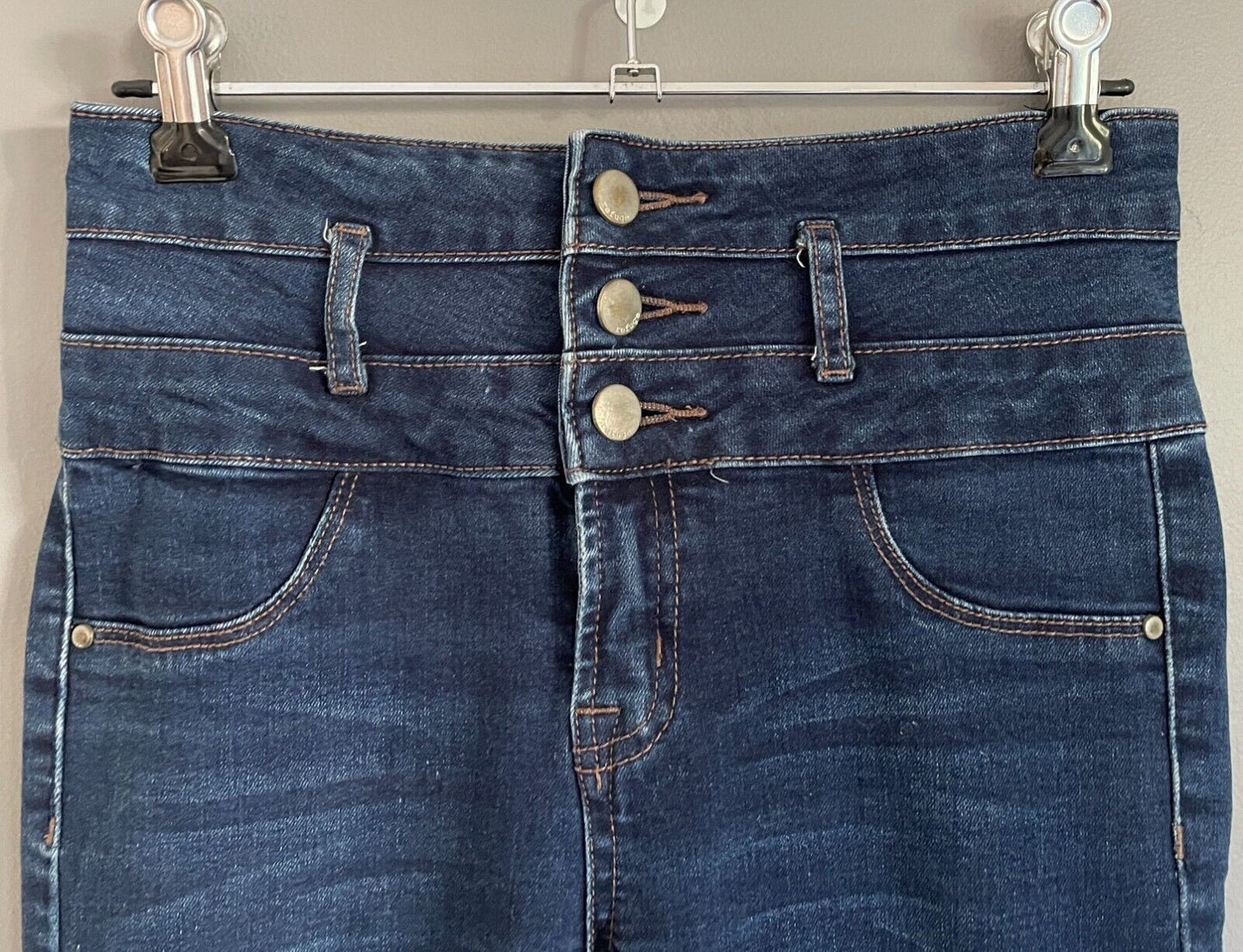 REFUGE Blue Stretch Denim Corset Waist Jeans Size 2 AU 6 Skinny Leg Style