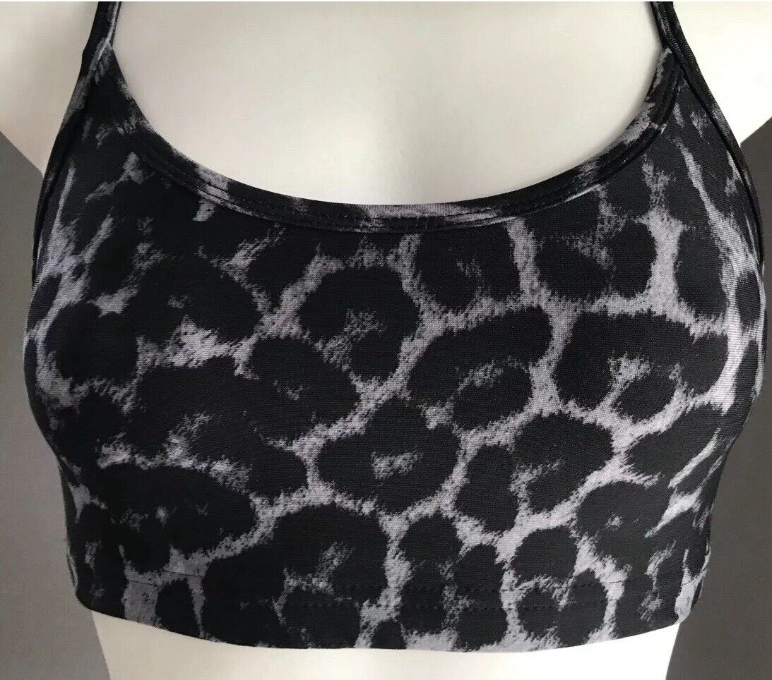 COTTON ON Crop Top Grey & Black Animal Print Ladies Size XS 8 NEW