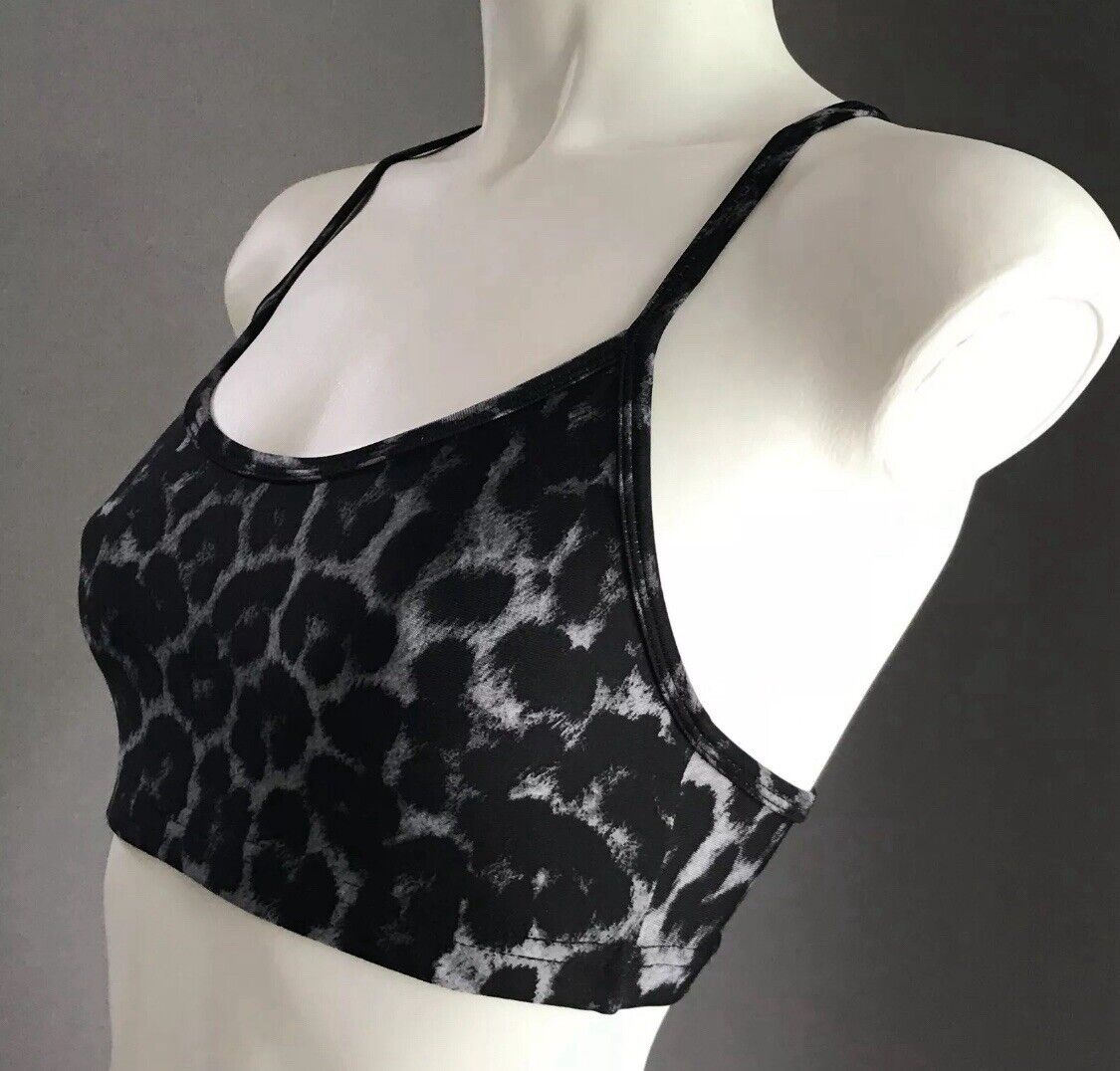 COTTON ON Crop Top Grey & Black Animal Print Ladies Size XS 8 NEW