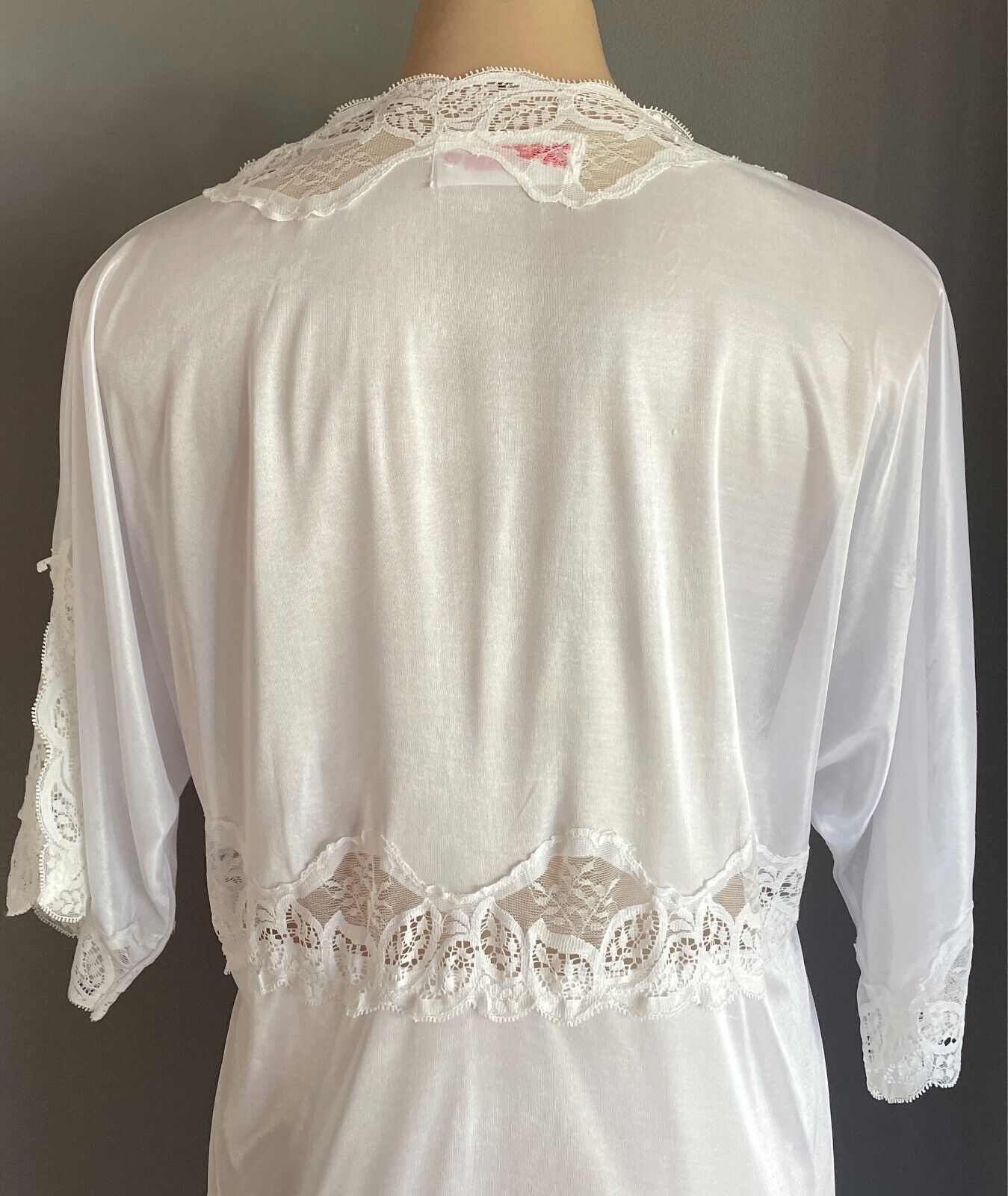CONFEZZIONE ANTONELLA Dressing Gown White Short Sleeves Lace Trim Robe Size L