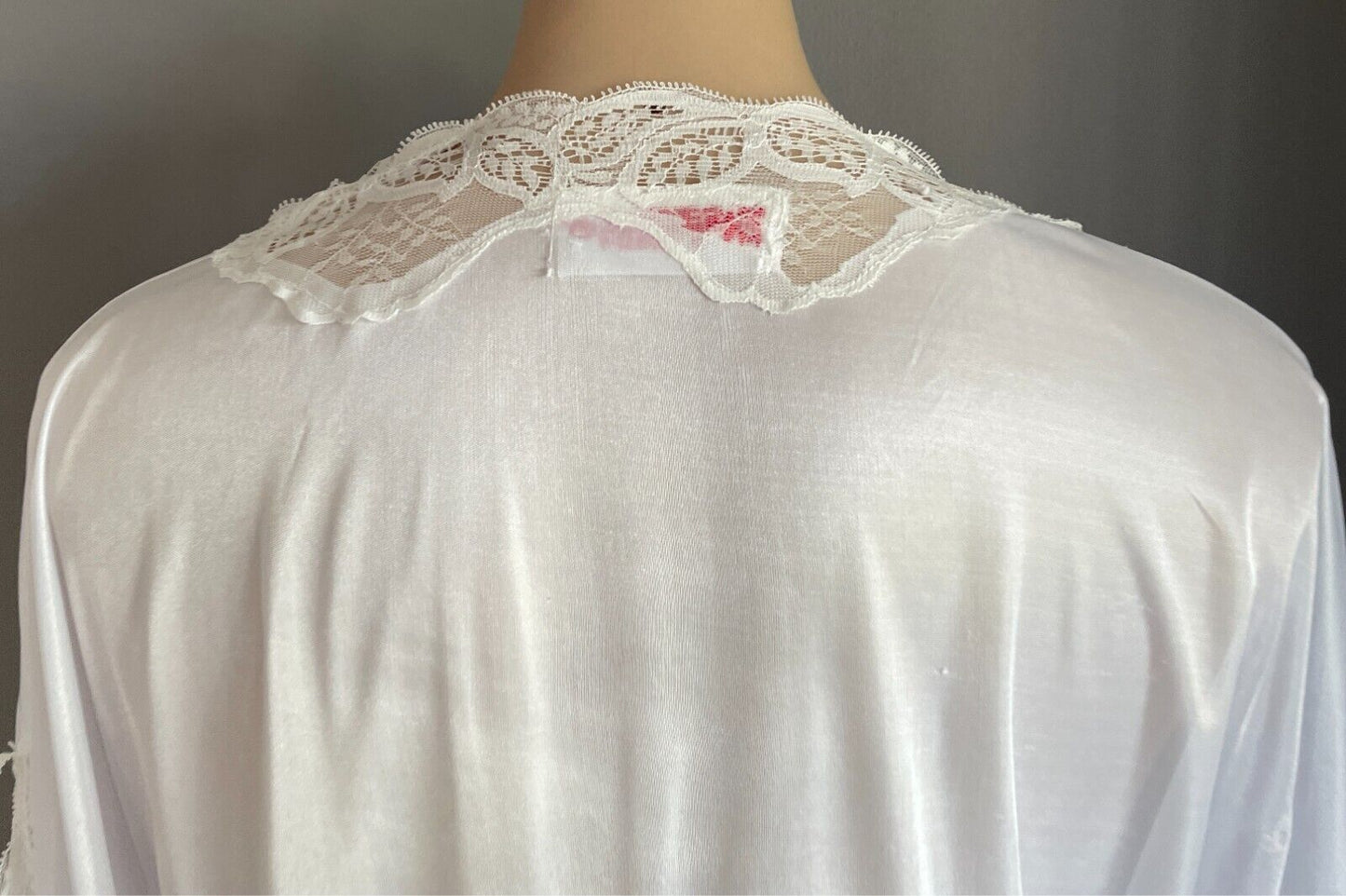 CONFEZZIONE ANTONELLA Dressing Gown White Short Sleeves Lace Trim Robe Size L