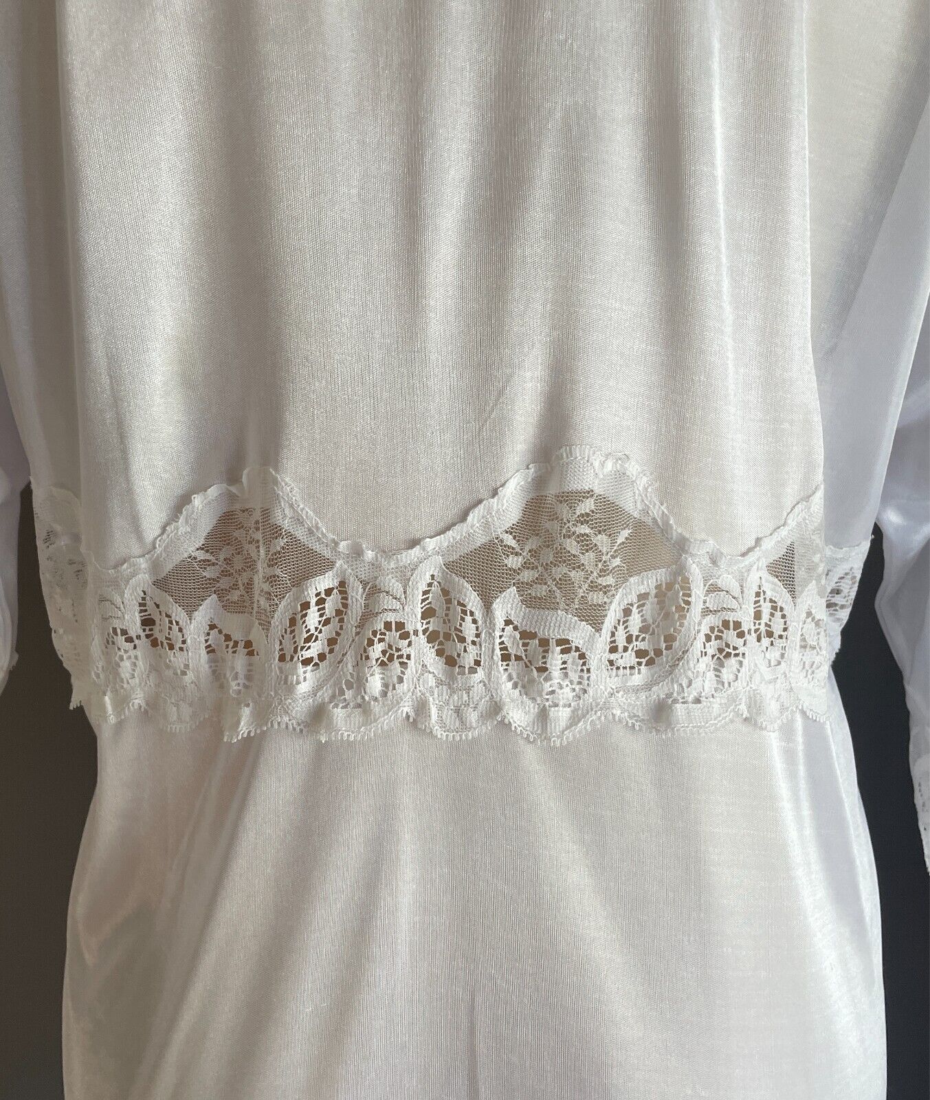 CONFEZZIONE ANTONELLA Dressing Gown White Short Sleeves Lace Trim Robe Size L