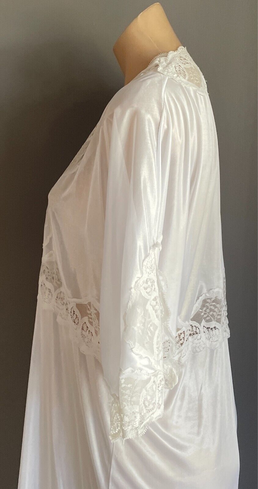 CONFEZZIONE ANTONELLA Dressing Gown White Short Sleeves Lace Trim Robe Size L