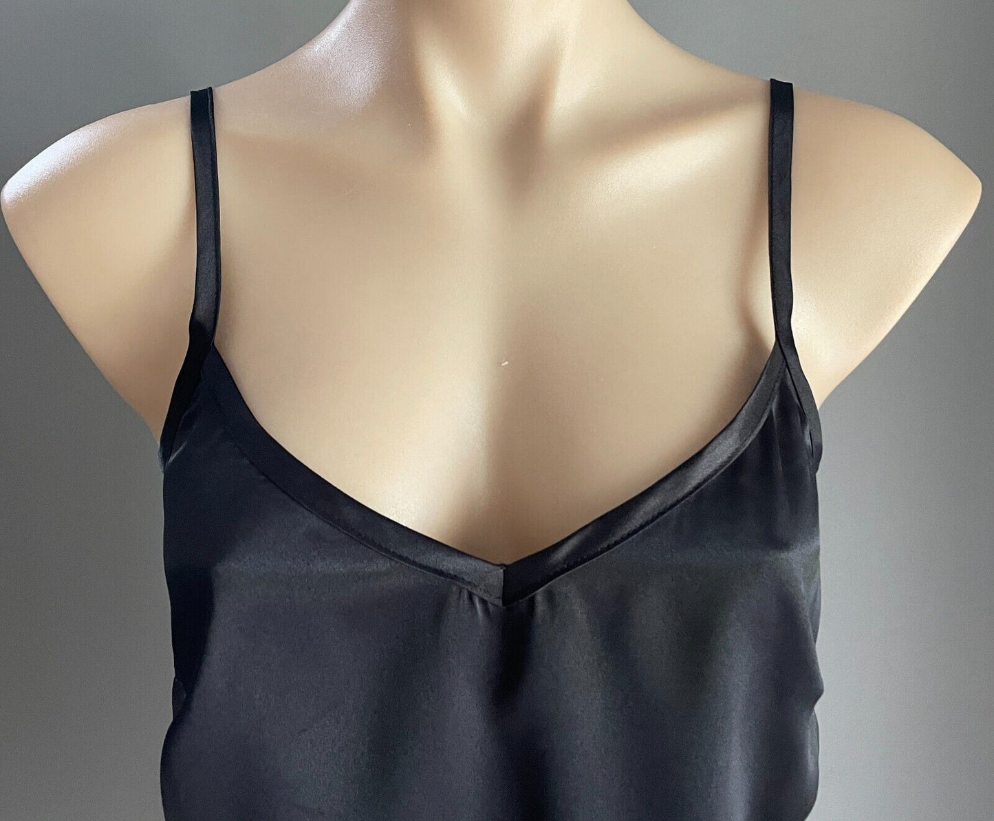 CUE Top Cami Black Satin Sleeveless Camisole Size 10 Super Versatile NEW