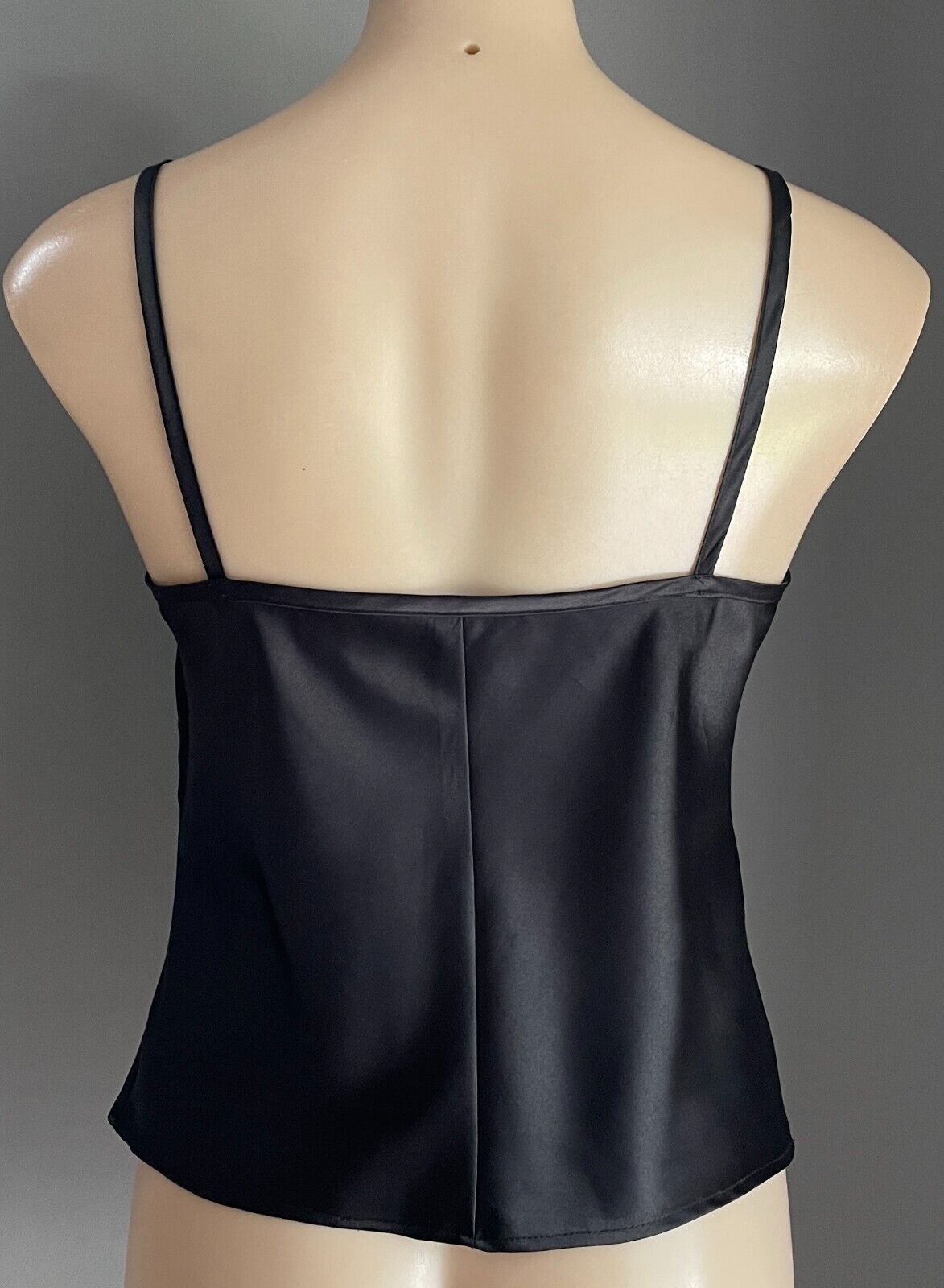 CUE Top Cami Black Satin Sleeveless Camisole Size 10 Super Versatile NEW