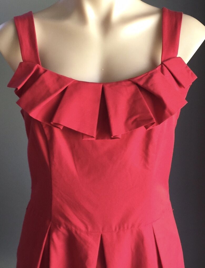 CUE Dress Red Sleeveless Empire Waist Pleated Frock Size 10 Wedding Cocktail