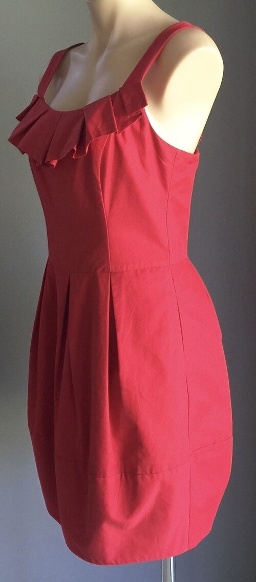 CUE Dress Red Sleeveless Empire Waist Pleated Frock Size 10 Wedding Cocktail