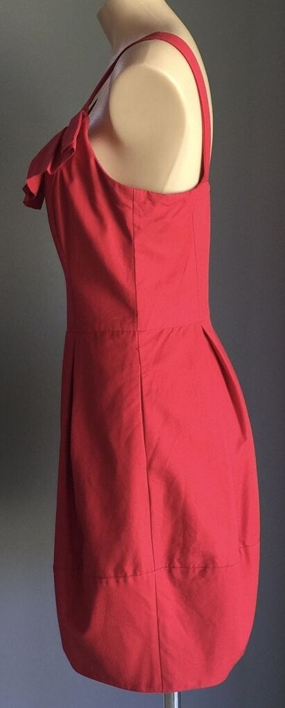 CUE Dress Red Sleeveless Empire Waist Pleated Frock Size 10 Wedding Cocktail