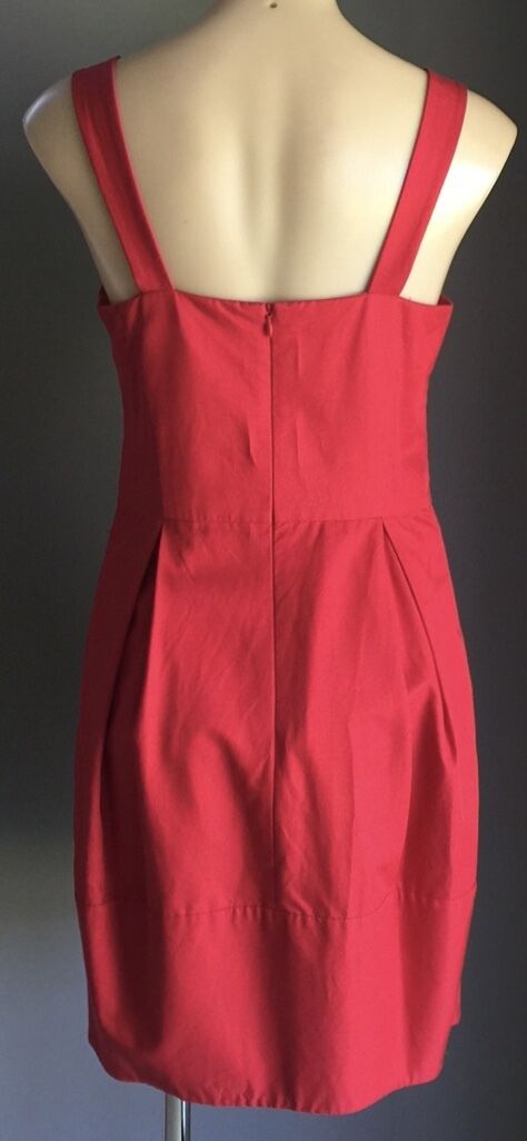 CUE Dress Red Sleeveless Empire Waist Pleated Frock Size 10 Wedding Cocktail