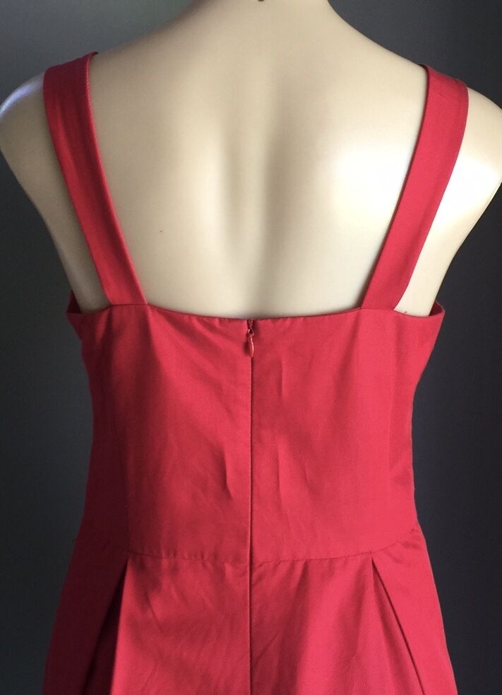 CUE Dress Red Sleeveless Empire Waist Pleated Frock Size 10 Wedding Cocktail