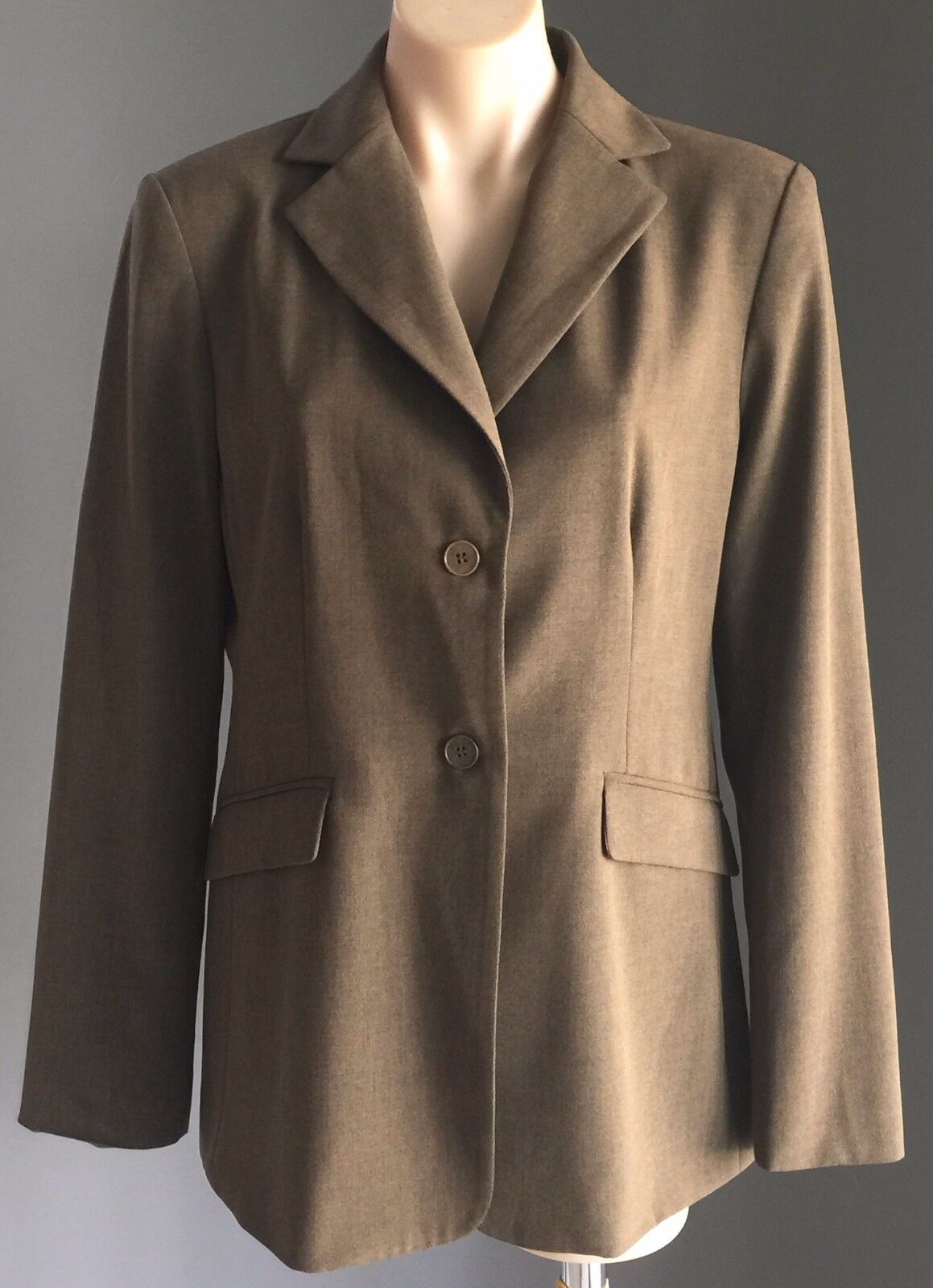 CUE IN THE CITY Coat Jacket Khaki Brown Single Breast Long Sleeve Sz 14 Vintage