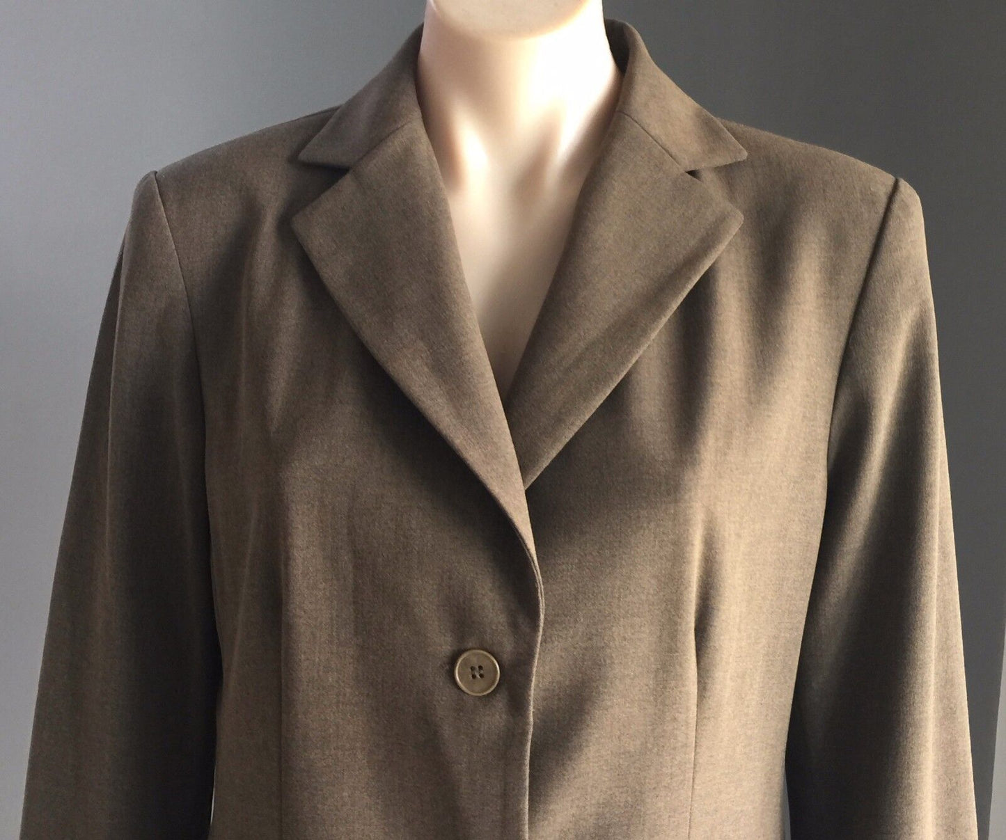 CUE IN THE CITY Coat Jacket Khaki Brown Single Breast Long Sleeve Sz 14 Vintage