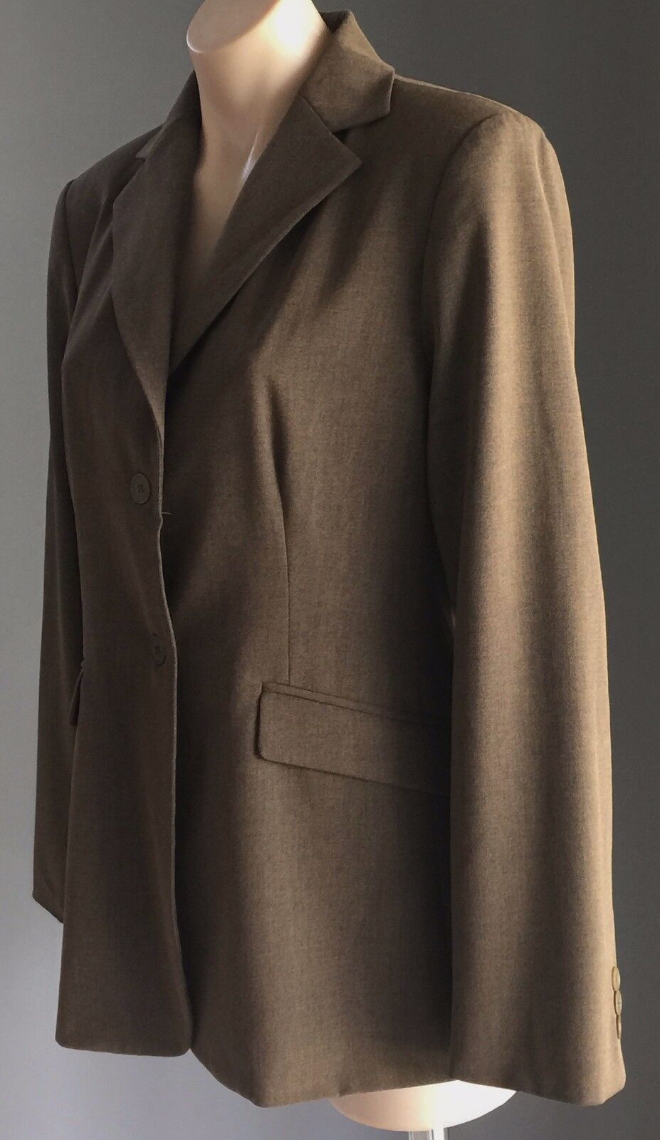 CUE IN THE CITY Coat Jacket Khaki Brown Single Breast Long Sleeve Sz 14 Vintage