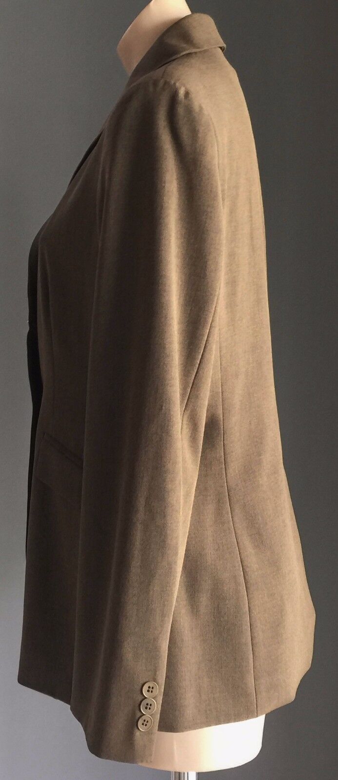 CUE IN THE CITY Coat Jacket Khaki Brown Single Breast Long Sleeve Sz 14 Vintage