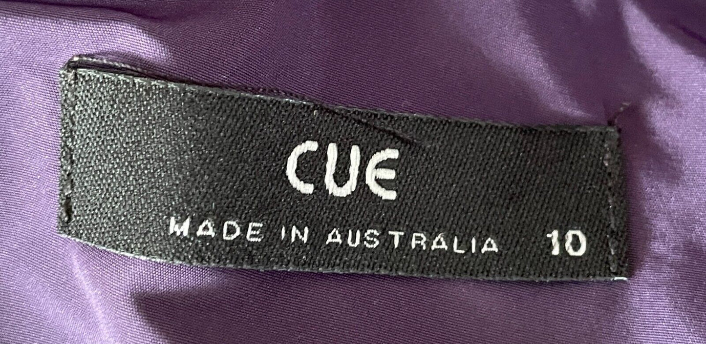 CUE Dress Purple Taffeta Sleeveless Sheath Bow Trim Short Size 10 Evening NEW